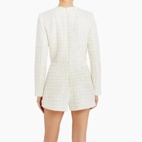 Amanda Uprichard Cream Long Sleeve Romper